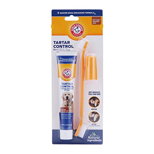 Arm & Hammer | Tartar Control Kit for Dogs | Toothpaste, Toothbrush & Finger Brush